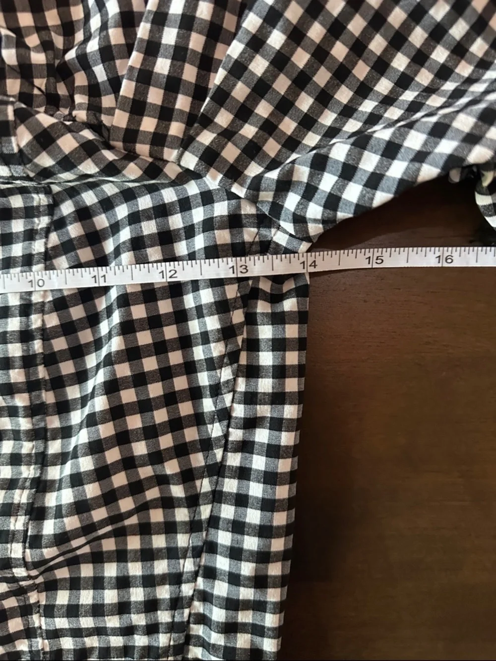 Topshop Black and White Gingham Puff-Sleeve Crop Top US 6